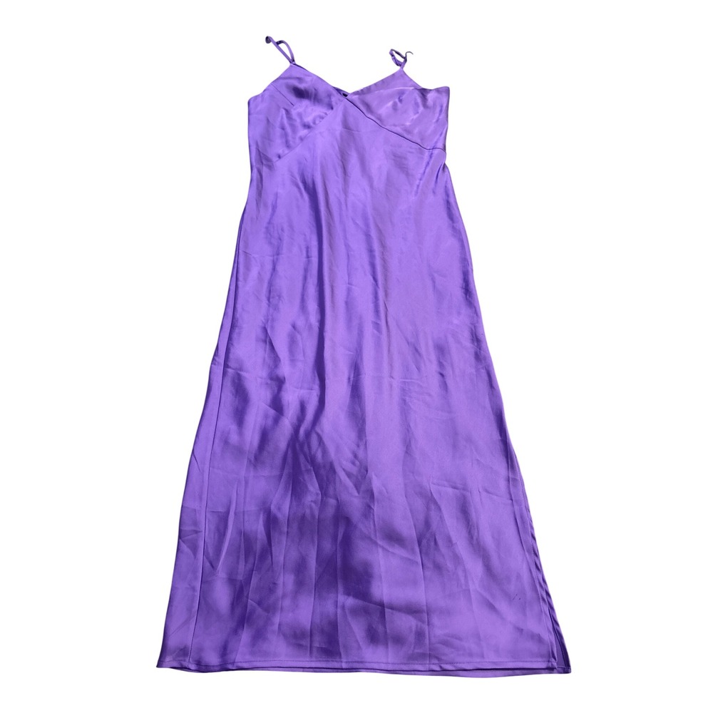 A New Day Womens Purple Satin Slip‎ Maxi Dress Spaghetti Strap Size M
